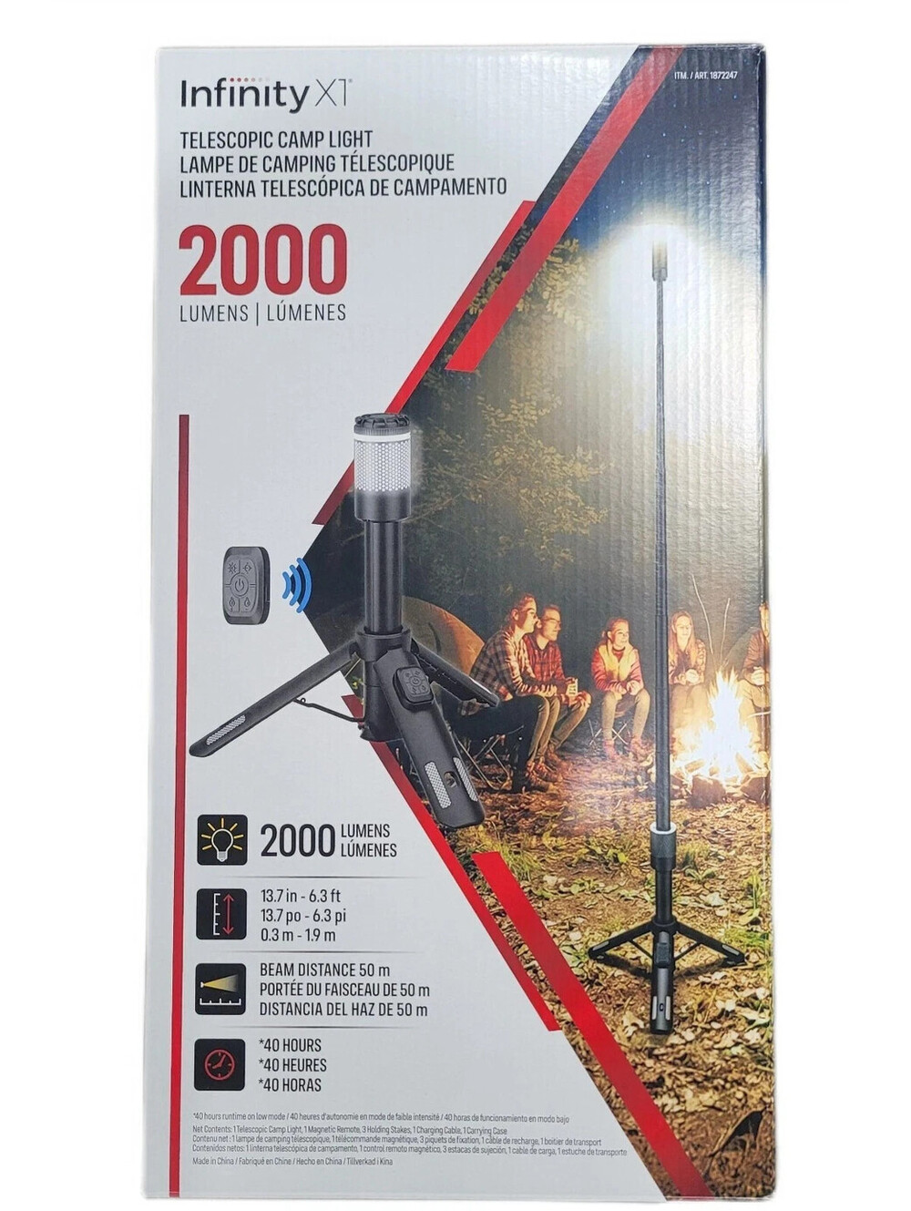 Infinity X1 2000 Lumen Telescopic Camp Light - Telescoping Tripod Camp Light